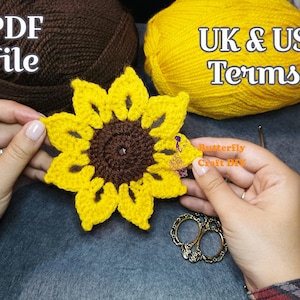 Modèle de sous-verres tournesol au crochet, modèle PDF au crochet facile pour débutant, tutoriel de décoration intérieure étape par étape, tournesol au crochet