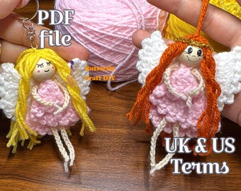 Fairy Angel Crochet Pattern PDF File / How to crochet a Christmas Tree Ornament Easy Pattern / Crochet Fairy Angel Keychain Pattern PDF File