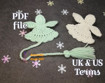 Crochet Angel Pattern PDF * Easy Pattern  Crochet Angel Applique For Christmas Decoration Crochet Bookmark / Crochet Keychain Angel / RAOCK