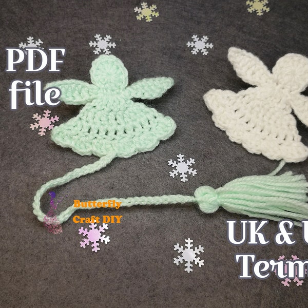 Crochet Angel Pattern PDF * Easy Pattern  Crochet Angel Applique For Christmas Decoration Crochet Bookmark / Crochet Keychain Angel / RAOCK