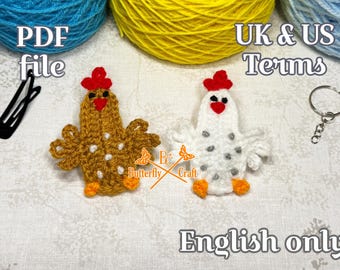 PDF Pattern Crochet Chicken Stress Relief Toy | Crochet click clack angry bird | Easy Rooster Pattern for Keychains & Appliqué