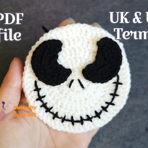 PDF Pattern Crochet Halloween Skull Coaster