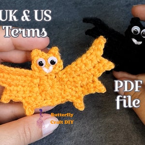 PDF Pattern Silly Bat * Halloween Crochet Project * How To Do A Bat Applique for beginners