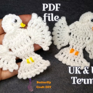 PDF Pattern Crochet Peace Dove / Bird Applique for Christmas tree decoration, Bereavement, grief, loss gift, crochet keychain, keyring