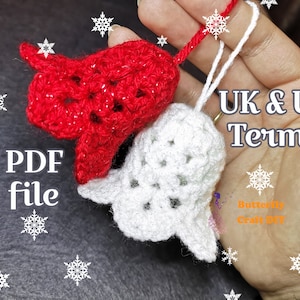 PDFパターン かぎ針編みクリスマスベル かぎ針編みクリスマス、かぎ針編みパターン、pdf クリスマスギフト クリスマスツリー吊り下げ装飾パターン