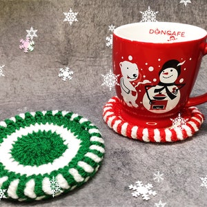Swirl coaster and decoration crochet pattern - pdf - Christmas coaster - Crochet coaster peppermint candy festive decoration PDF File only