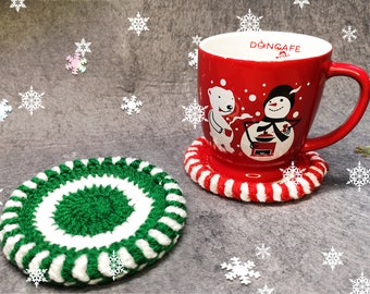 Swirl coaster and decoration crochet pattern - pdf - Christmas coaster - Crochet coaster peppermint candy festive decoration PDF File only
