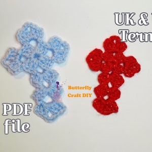 Crochet Cross Pattern PDF Easy Pattern No Cutting Yarn Crochet Granny Cross For Christmas Decoration Crochet Bookmark Crochet Keychain