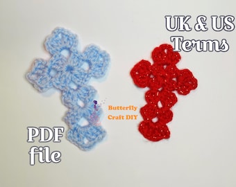 Crochet Cross Pattern PDF Easy Pattern No Cutting Yarn Crochet Granny Cross For Christmas Decoration Crochet Bookmark Crochet Keychain