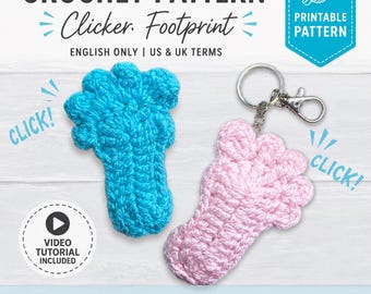 Click Clack Footprint Easy Pattern PDF File * Crochet Baby Footprint Keychain Pattern