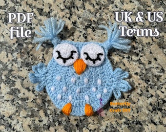 PDF Pattern for How to crochet owl / Crochet Owl Coaster Pattern, Easy crochet PDF pattern for Beginner / Crochet Owl Applique