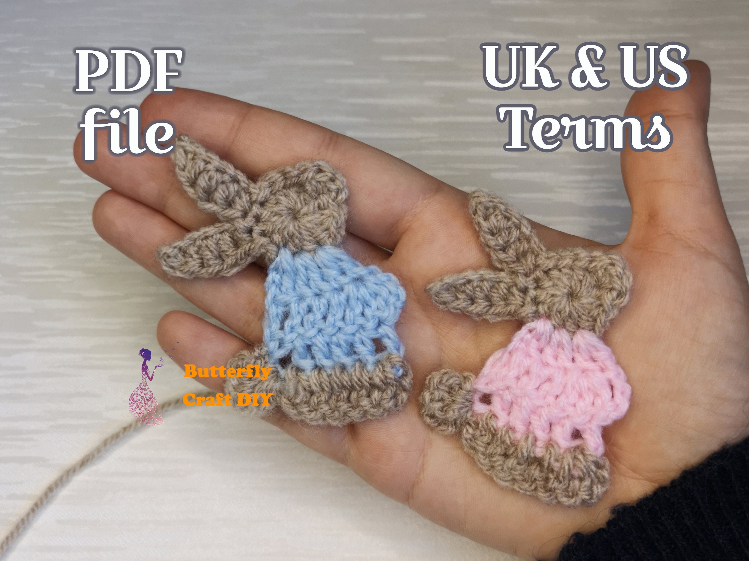 Crochet Rabbit Pattern PDF, Crochet Bunny Applique Pattern / Easter ...