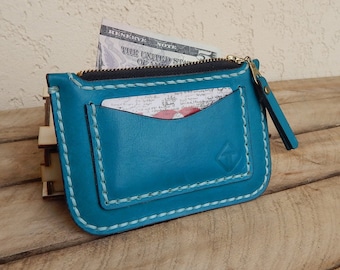 LEATHER WALLET, Portafoglio in pelle personalizzata, Portafoglio per le donne! Portafoglio in pelle femminile, lavoro completo fatto a mano ! Con scatola di legno.