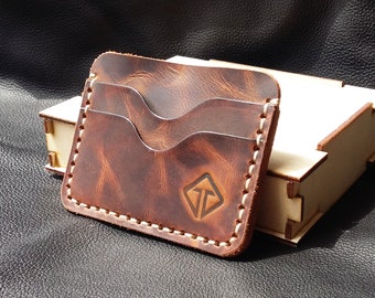 Lederen kaarthouder, peronalized kaarthouder, lederen portemonnee, cadeau voor hem, 100% handgemaakt lederen werk, minimalistische kaarthouder, met doos.