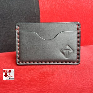 PDF Leder Kartenhalter Muster, Minimalistische Kartenhalter Muster, Muster Vorlage, Schlanke Brieftasche (3 Pocket)