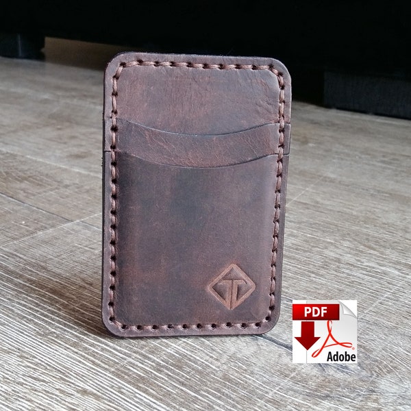 Leather Card holder PDF pattern, Minimalist card holder pattern, Pattern Template, Slim wallet ( 5 pocket)