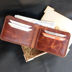 Carteira de couro personalizada, carteira de couro, carteira Bifild, carteira, carteira artesanal para homens, carteira minimalista, carteira de couro, com caixa.