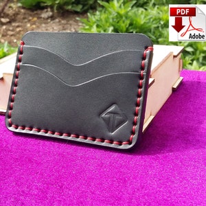 Patrón PDF tarjetero de cuero, Patrón tarjetero minimalista, Plantilla de patrón, Cartera delgada (5 bolsillos)