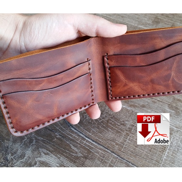 PDF wallet pattern, Bifold wallet pattern, Leather wallet pattern, Minimalist wallet pattern, Pattern Template, Slim wallet ( 5 pocket)