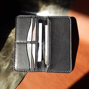 CUERO LONG WALLET! Monedero para hombre para las mujeres! Monedero personalizado! Hombres Bifold Monedero, Cartera minimalista, Trabajo completo hecho a mano!