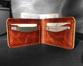 Personalized Wallet! Mens leather wallet! Bifold wallet! Minimalist Wallet, Full handmade work! Handmade leather Wallet, Wallet with box.