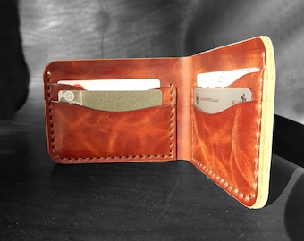 Mens leather wallet! Personalized Wallet, Bifold wallet! Minimalist Wallet, Full handmade work! Handmade leather Wallet, Wallet with box.