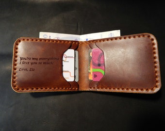 MAN LEATHER WALLET, Personalized Wallet! Leather Wallet, Bifold Wallet, Money clip wallet ! 100% leather, handmade work ! Gift for him !