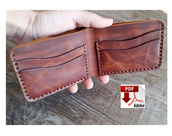PDF wallet pattern, Bifold wallet pattern, Leather wallet pattern, Minimalist wallet pattern, Pattern Template, Slim wallet ( 5 pocket)
