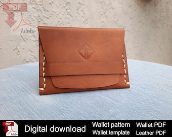 Card holder pattern, Leather Wallet pattern, Leathercraft Pattern, Minimalist card holder pattern, Leather pattern, Wallet PDF, Template.