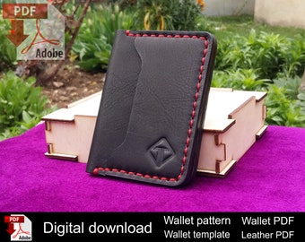 wallet pattern, leather wallet pattern, Leather Pattern, leathercraft pattern, Minimalist wallet pattern, Leather Card holder PDF pattern.