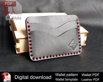 Card holder pattern, Leather Wallet pattern, Leathercraft Pattern, Minimalist card holder pattern, Leather pattern, Wallet PDF, Template.