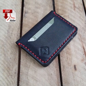 modello di portafoglio, portafoglio bifold in pelle, modello di portafoglio minimalista, modello di modello, portafoglio sottile. Modello PDF portacarte in pelle.