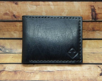 ¡Cartera personalizada! ¡Cartera negra para hombre! ¡Billetera de cuero! 100% cuero ! ¡Trabajo totalmente hecho a mano! ¡Arte en cuero hecho a mano de Georgia!
