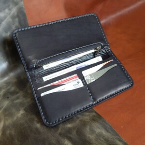 LEATHER LONG WALLET Wallet for man for women Personalized wallet Mens Bifold Wallet, Minimalist Wallet, Full handmade work image 9
