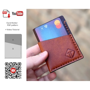 Leder-Kartenhalter-PDF-Muster, minimalistisches Kartenhalter-Muster, Ledermuster, Vorlage, schlankes Portemonnaie-Muster, + Video-Tutorial