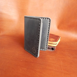 Cartera minimalista personalizada, billetera Bifold, billetera para hombres! Cartera de cuero, Cartera de cuero para hombre, ! ¡Trabajo completo hecho a mano! ¡Con caja! imagen 6