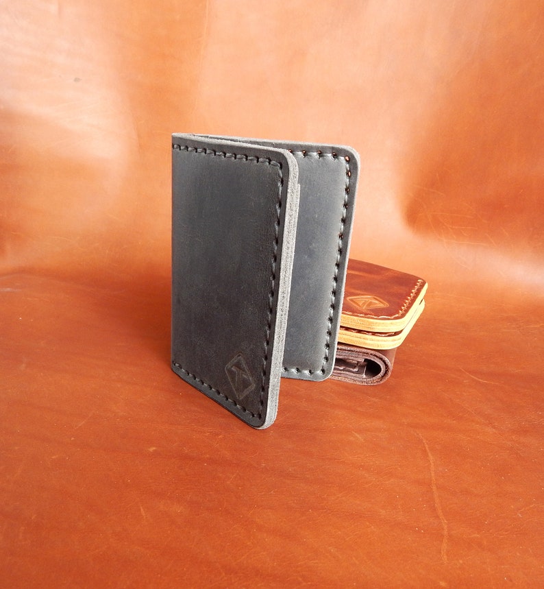 Cartera minimalista personalizada, billetera Bifold, billetera para hombres! Cartera de cuero, Cartera de cuero para hombre, ! ¡Trabajo completo hecho a mano! ¡Con caja! imagen 6
