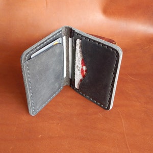 Cartera minimalista personalizada, billetera Bifold, billetera para hombres! Cartera de cuero, Cartera de cuero para hombre, ! ¡Trabajo completo hecho a mano! ¡Con caja! imagen 8