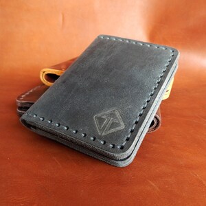 Cartera minimalista personalizada, billetera Bifold, billetera para hombres! Cartera de cuero, Cartera de cuero para hombre, ! ¡Trabajo completo hecho a mano! ¡Con caja! imagen 3