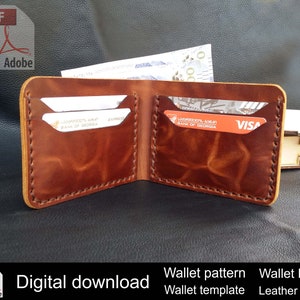 Patrón de billetera, Patrón de cuero, Plantilla de cuero, Patrón de artesanía en cuero, Patrón de billetera bifold, Patrón de billetera delgada, Descarga digital, A4