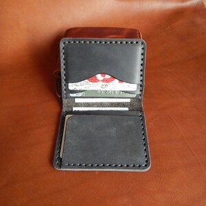Cartera minimalista personalizada, billetera Bifold, billetera para hombres! Cartera de cuero, Cartera de cuero para hombre, ! ¡Trabajo completo hecho a mano! ¡Con caja! imagen 7