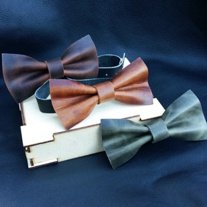 Leather Bow Tie for Men, Leather Personalized Bow Tie, Grooms bow tie, Personalized gift, Groomsmen bow tie, Bow Tie with initials.