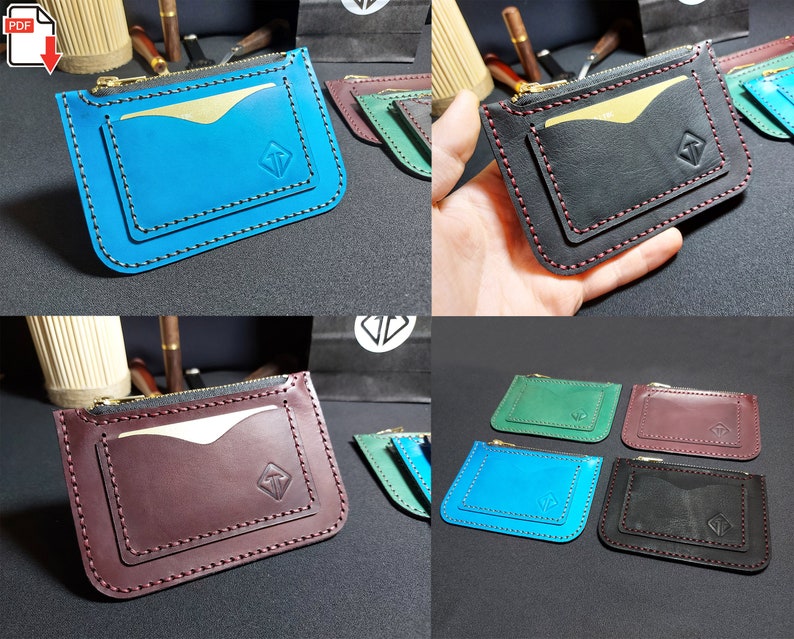 Set of 7 Leather Wallet Pattern, Leather Wallet PDF, Bifold Wallet pdf, Long Wallet Pattern, Card Holder PDF, Wallet pattern, PDf Pattern image 4