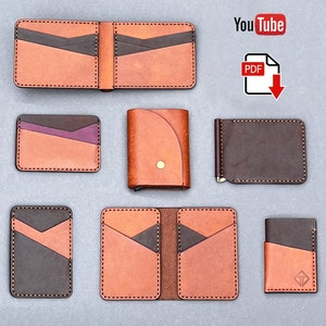 Conjunto de 7 patrones de billetera de cuero / PDF de billetera de cuero / Patrón de billetera + Videotutorial