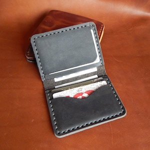 Cartera minimalista personalizada, billetera Bifold, billetera para hombres! Cartera de cuero, Cartera de cuero para hombre, ! ¡Trabajo completo hecho a mano! ¡Con caja! imagen 10