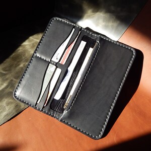 LEATHER LONG WALLET Wallet for man for women Personalized wallet Mens Bifold Wallet, Minimalist Wallet, Full handmade work image 8
