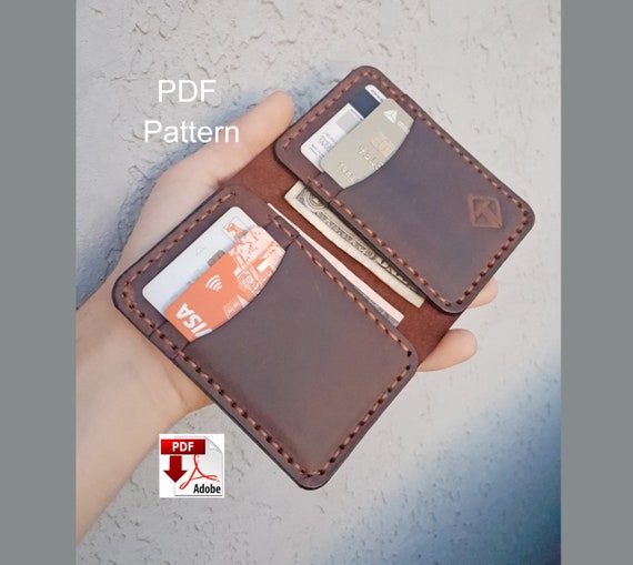 Leather wallet pattern, leather bifold wallet, Leather pattern, Minimalist wallet pattern, Pattern Template, Leather PDF Template.