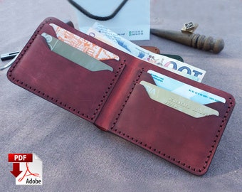 PDF wallet pattern, leather bifold wallet, Minimalist wallet pattern, PDF wallet, Wallet pattern, Pattern, Template, Slim wallet ( 5 pocket)