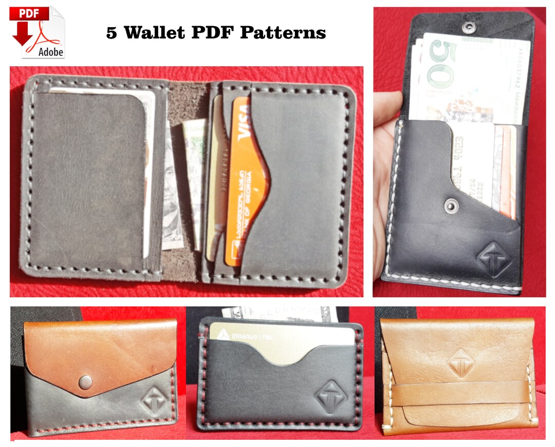 Set of 5 Wallet PDF Patterns, Wallet Pattern, Minimalist Wallet Pattern ...