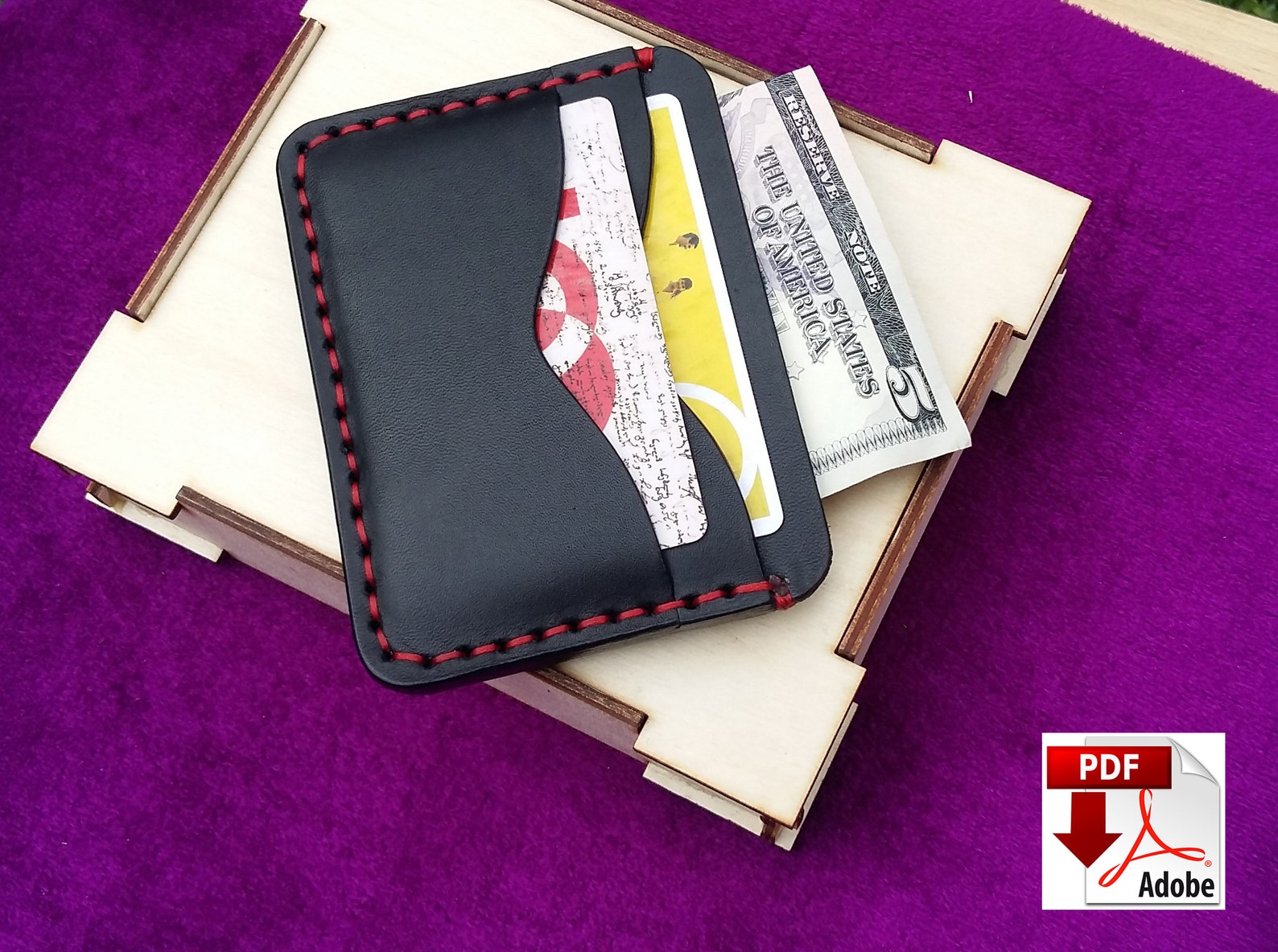 Leather Card Holder PDF Pattern Minimalist Card Holder Etsy UK